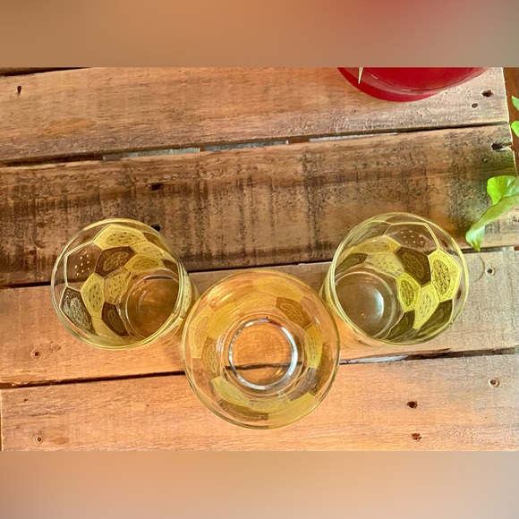🔥Set of 3 Cera Ned Harris 22k Pineapple Motif Glasses🔥 VINTAGE - Picture 3 of 7